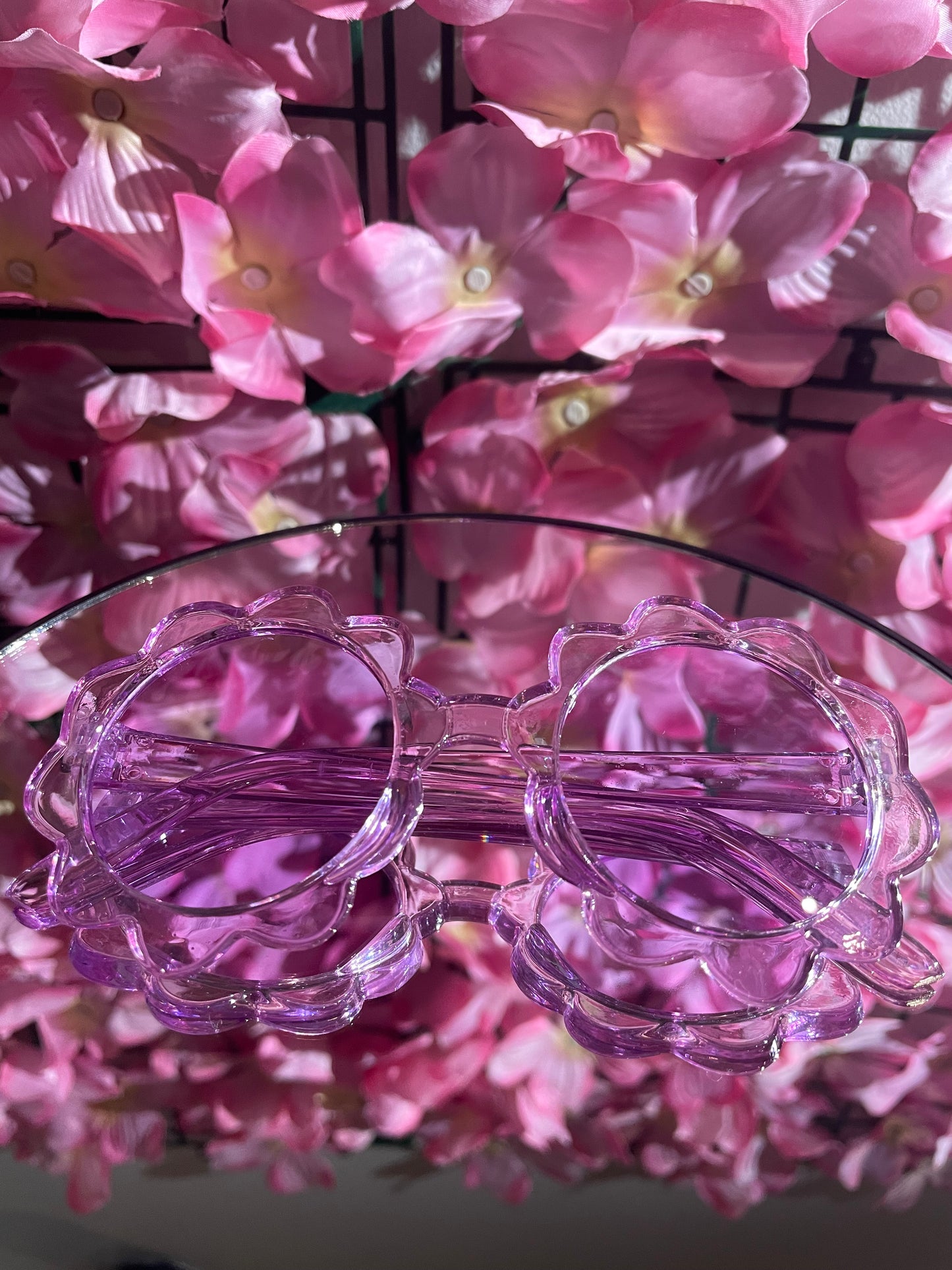 Purple Flower Petal Round Sunglasses